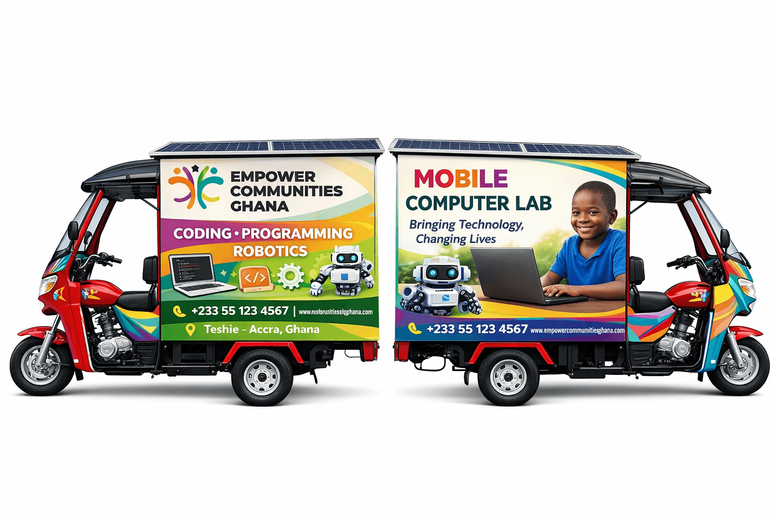 Branded Mobile Computer Lab vehicle for Empower Communities Ghana